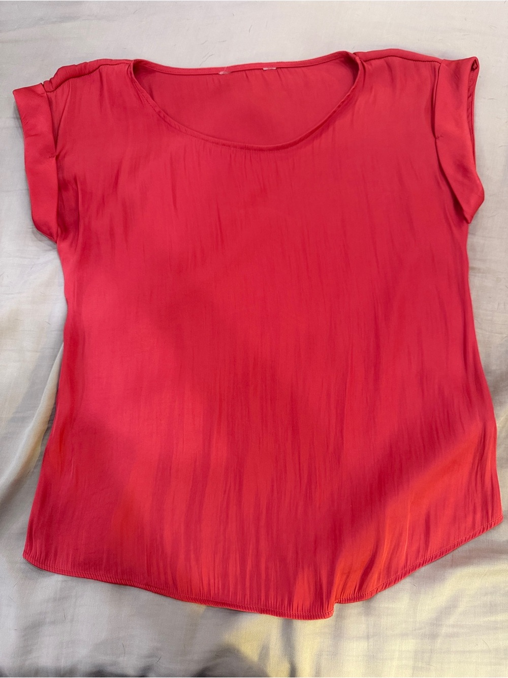 Nine West Pink-Red Short Sleeve Scoop Neck Blouse
